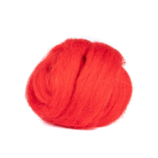 Chili Pepper Red Corriedale Wool Roving 1 oz.