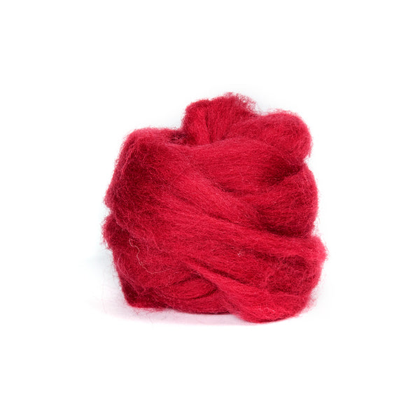Cherry Red Wool Roving - 1 oz. NZ Corriedale