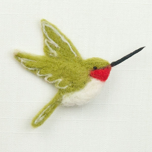 Woolpets finished hummingbird pin