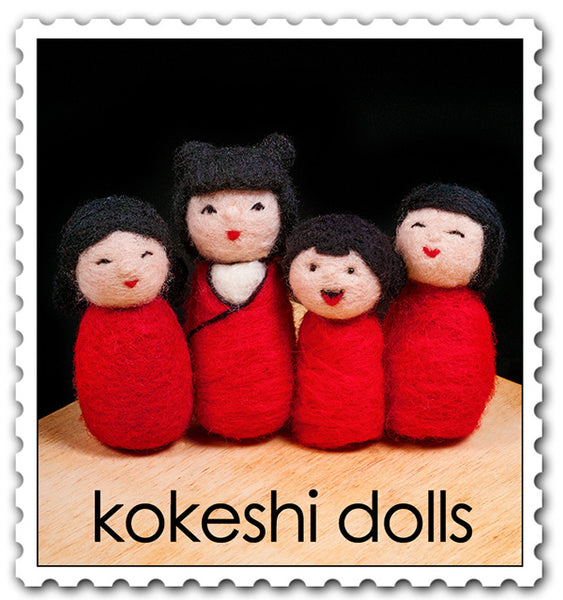Woolpets finished kokeshi dolls