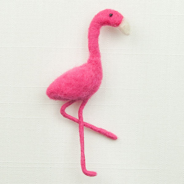 Woolpets finished flamingo Pin