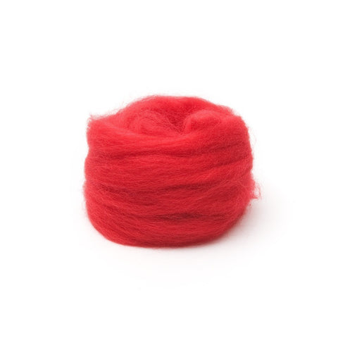 Red Wool Roving - 1 oz. NZ Corriedale