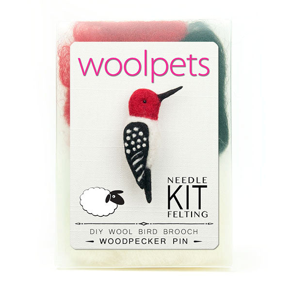 Woodpecker Pin / Brooch - Needle Felting Kit