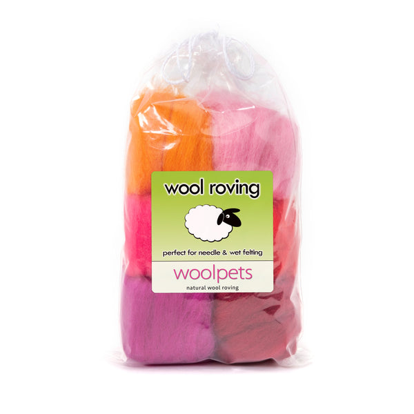 a bag of wool roving in different colors