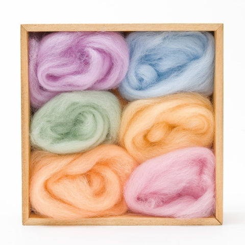 Wool roving six pastel spring colors