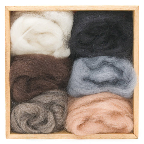 Wool roving six neutral colors