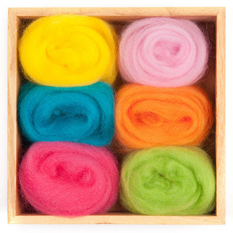 6 Pack Woolpets Assorted Color Wool Roving - 1.5 oz