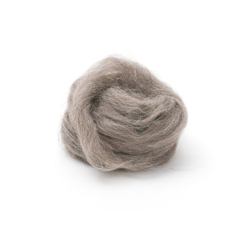 a gray wool roving on a white background