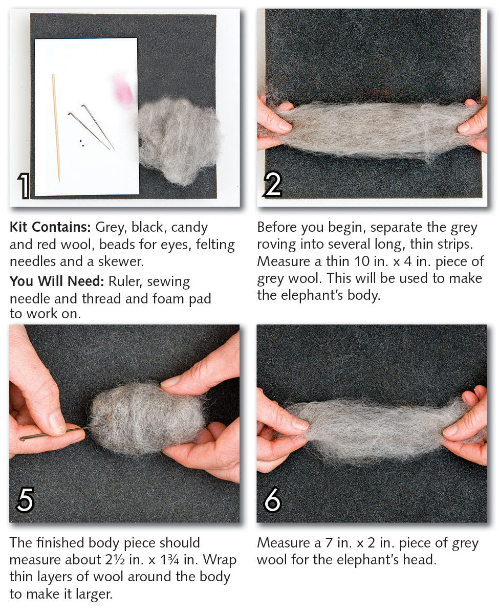 Pnytty Needle Felting Kit, Complete Needle Felting Starter Kit Elephant  with Easy Video Tutorials, Felting Wool, Animal Felting Kits for Beginners  DIY