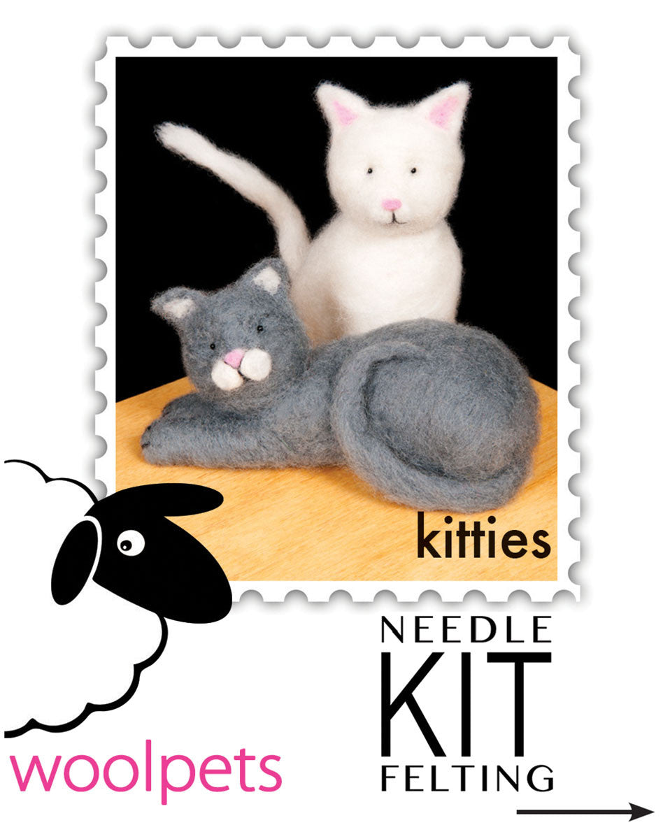 Grey Cat Needle Felting Kit for Diy Project Cat Felting Kits