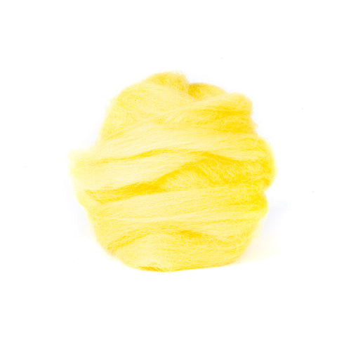 a yellow wool roving on a white background