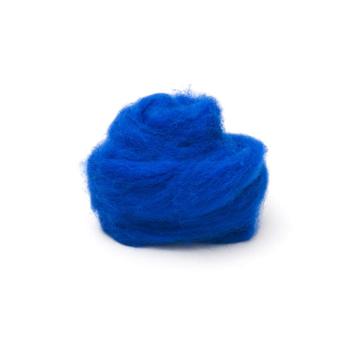 blue wool roving on a white background